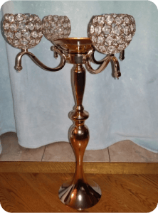 3-arm gold crystal candelabra