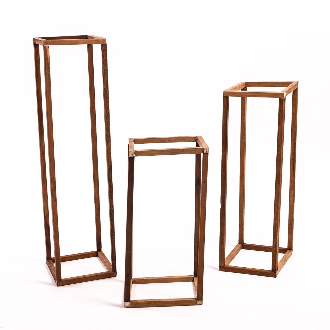 Brown metal display stands