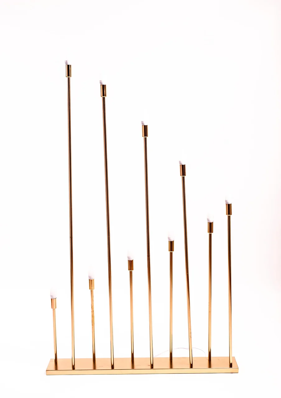 Gold multi arm LED floor candelabra