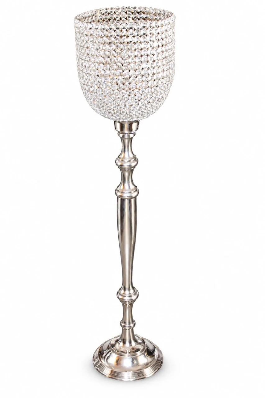 Silver crystal style goblet candle holder