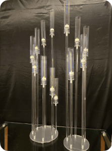 Clear acrylic candelabra centerpiece