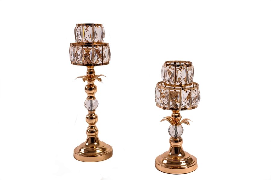Gold crystal candle holder