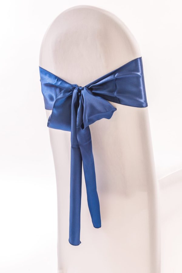 Royal blue satin chair sash