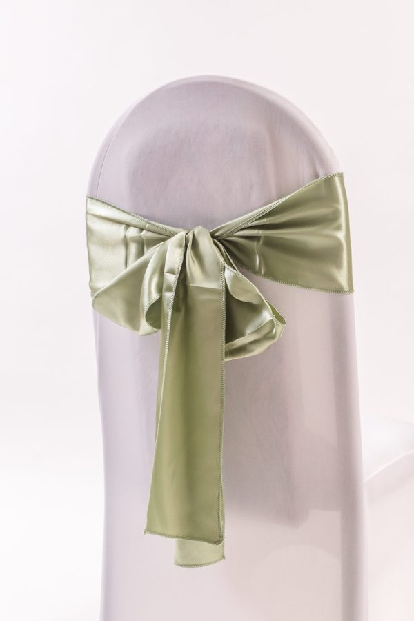 Sage green satin chair sash