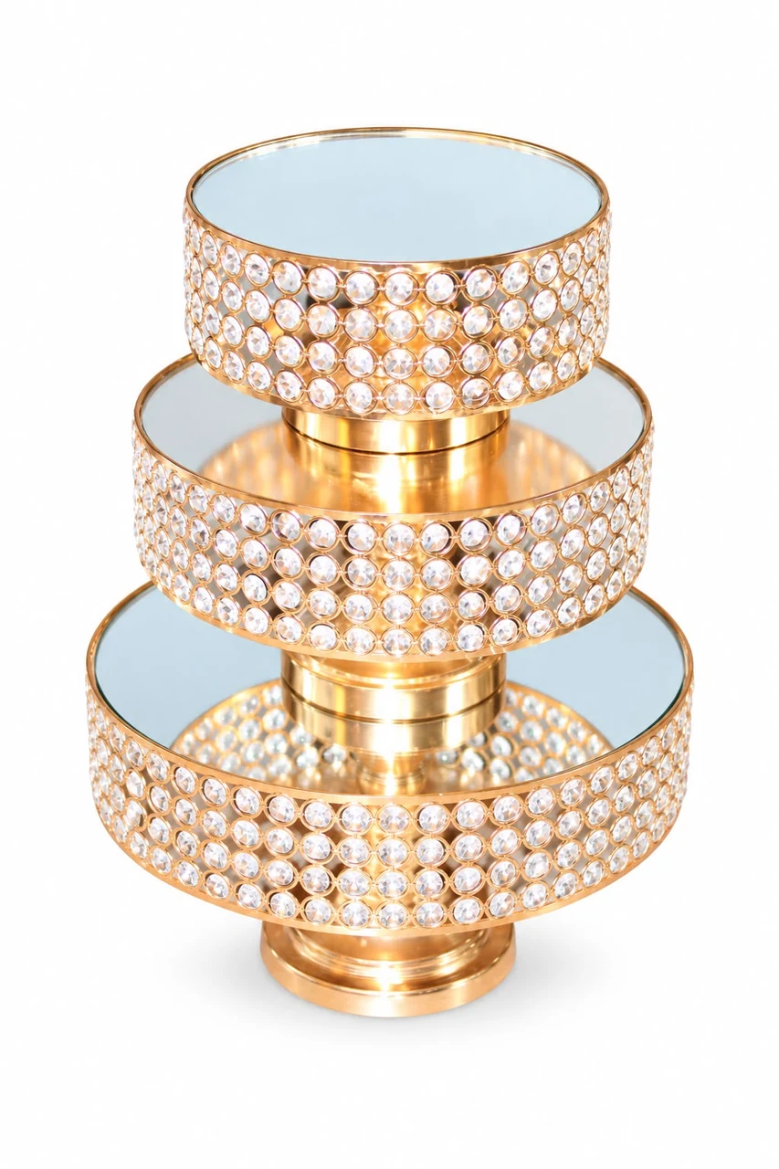 Gold mirrored cake stand set