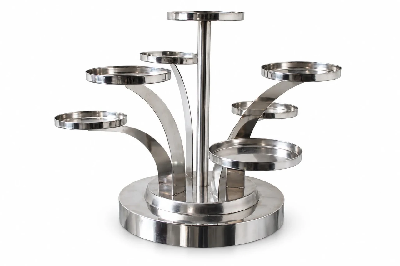 Silver multi tier cake display stand