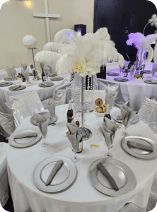 White ostrich feather centerpiece