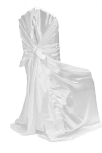 White satin self-tie chair cover