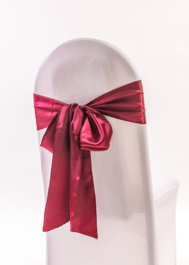 Wine satin chair sash