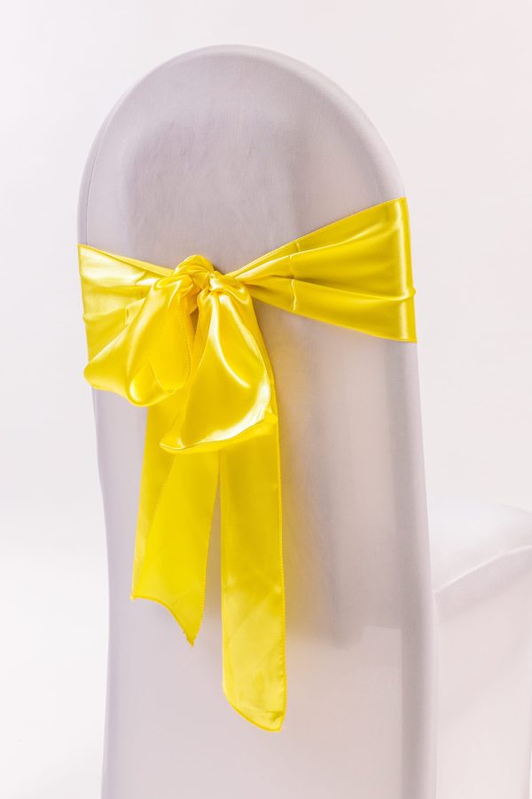 Yellow satin chair sash
